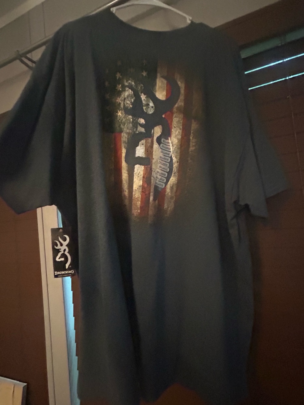Browning Men's Short-Sleeve Graphic Tee - Charcoal with Flag and Buckmark